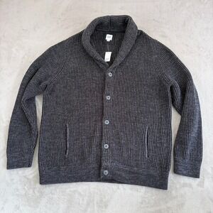 Gap Fisherman Cardigan Cable Knit Shawl Collar Men 2XL Marl Black Grandpa NWT